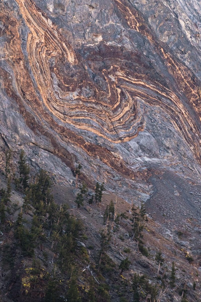 a mountain with a very interesting pattern on it